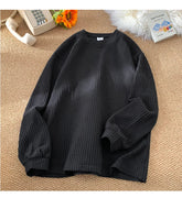 Basic Casual Waffle Long Sleeve Men's Oversized Lightweight Sweatshirt Breathable Loose Round Neck Sweatshirt Unisex Clothing gotmes-shop