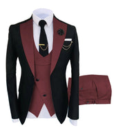 Voguable Formal Elegant Men Suit Slim Fit 3 Piece Blazer Vest Pants Sets Tuxedo Set for Wedding Notched Lapel Men Suit voguable