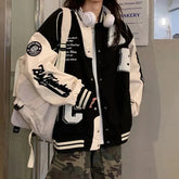 Voguable Vintage Bomber Jacket Women Y2K Harajuku Streetwear Oversized Coat Korean Loose Female College Uniform Varsity Baseball Outwear voguable