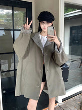 Korean Chic Elegant Jacket Women Loose Design Double Sided Wear Plaid Coat Fall Fashion Long Sleeve Sweet Pockets Outwear voguable