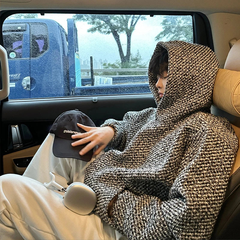 Men's Hoodie Luxury Harajuku Texture Hooded Sweatshirt Leisure Fashion Long Sleeve Streetwear Retro Korean Popular Clothes voguable