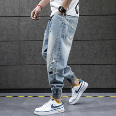 New Hip Hop Harem Jeans Pants Men Loose Joggers Denim Casual Sweatpants Korea Ankle Length Trousers Streetwear Male Clothes gotmes-shop