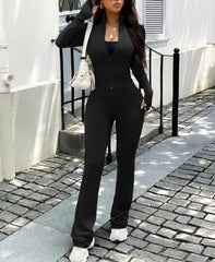 Voguable Autumn/Winter New Women's Fashion Casual Sports Style Long Sleeve Jacket Yoga Pants Set Women's Clothing voguable
