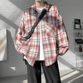 Spring Long Sleeved Shirt Men Retro Plaid Shirt Men Japanese Streetwear Loose Casual Shirt Mens Vintage Shirts Plus Size 5XL voguable