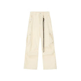 Autumn Winter New High Waist Solid Button Men's Clothing Wide Leg Trousers Loose Korean Pockets All-match Trend Chic Cargo Pants voguable