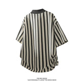 Tshirt Men Baseball Collar Loose Fit Breathable StripedCasual Comfortable Summer Tee Top Fashion Streetwear Apparel Clothing voguable