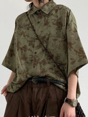 Harajuku Y2K Shirt Women Loose Vintage Print Streeetwear Blouse Oversize Half Sleeve Female Casual Retro Japan Bf Tops New voguable