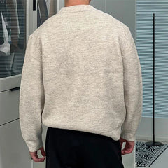 New British Retro Men Polo Neck Sweater Light Luxury Knit Loose Long Sleeve Pullover Casual Solid Color Premium Knitwear M-3XL voguable