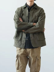 Vintage Army Green Cargo Denim Jacket Men Women Spring Autumn Clothing Harajuku Coat Korean Fashion Military Casual Workwear voguable