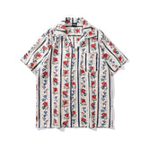 Striped Flower Tropic Hawaiian Shirts for Men Summer Retro Shirt Unisex Clothing voguable