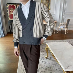 Light Mature Style Autumn Winter New Cardigan Men British Retro College Style Knitted Jacket Contrasting Suit Collar Sweater voguable