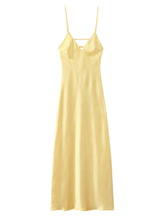 Voguable Sexy Satin Pink V Neck Women's Sling Dresses Chic Sleeveless Backless Slim Hem Midi Dress Summer Female Holiday Robes voguable