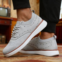 Voguable Men's Dress Sneakers Trendy Solid Woven Knit Breathable Mesh Loafers Outdoor Soft Non Slip Lightweight Flat Designer Shoes Men voguable