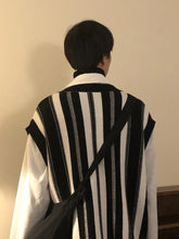 Knitted Sweaters for Men Y2k Vintage Waistcoat Man Clothes Striped Sleeveless Vest Aesthetic Black Korean Fashion Casual Cotton voguable