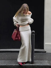 Voguable Elegant Woolen Long Skirts for Women Streetwear Casual Low Waist Floor-Length Straight Skirt Ladies Autumn Winter 2024 voguable