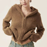 Voguable Autumn Winter Women Flare Sleeve Sweaters Coats Hooded Solid Zipper Pockets Vintage Lazy Wind Feather Down Cardigan Knit Tops voguable