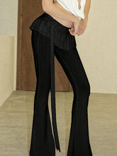 Voguable Black Lace Up Ruffled Skirt Pants Low Waist Women Coquette Y2K Streetwear Wide Leg Trouser Fashion Flare Pants Harajuku voguable