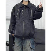 Mens Loose Fit Streetwear Jacket Hip hop Dance Lapel Collar Spring Fashion Trendy Youth Urban Outerwear Stylish Coat voguable