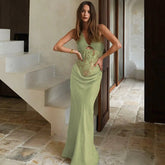Sheer Lace Hollow Out Sexy Maxi Dress For Women Gown Halter Deep V Neck Sleeveless Backless Bodycon Long Dress voguable