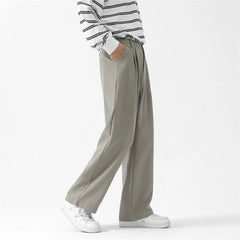 Grey Black Suit Pants Men Fashion Society Mens Dress Pants Korean Loose Straight Wide Leg Pants Mens Office Formal Trousers voguable
