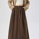 Voguable Casual Corduroy Midi Skirt Women High Waist A Line Vintage Office Lady Skirts Korean Button Loose Solid Simple Female Skirt New voguable