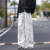 Jeans Mens Classic Straight Leg Jeans White Tie Dye Denim Pants Unisex Fashion Casual Trousers Streetwear Hip Hop Style Washed voguable