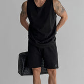 Voguable Summer Waistcoat O-Neck Casual Sports Sweat-absorbing Tank Top Men's Breathable American Versatile Loose Fitness Sleeveless Top voguable
