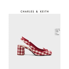 Women Chunky Heeled Sandals Retro Square Toe Mary Janes Pumps Shoes Slingbacks Spring Summer High Heels Baotou Plaid Shoes voguable