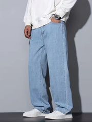 Voguable Men's Straight Leg Jeans, Loose Casual Trousers, Soft Cotton Casual Pants voguable
