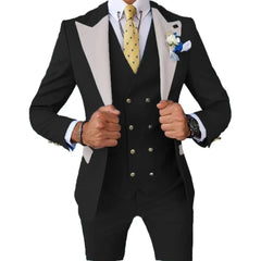Voguable Color blockingSuit Men's Fashionable Gentleman Business Banquet US-style Formal Dress Casual Wedding (Blazer+Vest+Trousers) voguable