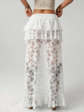 Voguable Summer Sexy Irregular Lace Embroidery Half Skirts Fashion Solid Ruffles Vacation Long Skirts Lady New Casual Hollow Out Skirts voguable