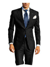 Voguable Men's Classic Stripe Suits 2 Piece ( Blazer+Pants ) Notch Lapel 2 Buttons Slim Fit Jacket & Trousers for Business Casual Wedding voguable