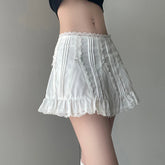 Voguable Lolita Style Lace Patchwork Bow Cute A-line Mini Skirt Fairycore Aesthetic Shorts Skirts Preppy Style Kawaii Coquette voguable