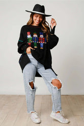 Women's Christmas Sweet Long sleeved Sweetheart 2023 New Sequins with Broken Holes Washed and Thickened Versatile Top voguable