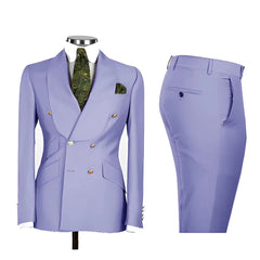 Voguable Men's Double Breasted Tuxedo Suit Shawl Lapel Slim Fit 2 Piece Blazer & Pants Formal Business Luxury Suits Casual Wedding Groom voguable