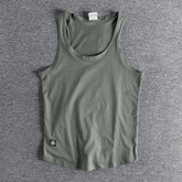 Voguable Summer New American Retro Sleeveless O-neck Soild Sleeve T-shirt Men's Fashion 100% Cotton Washed Old Casual Sports Vest Tops voguable