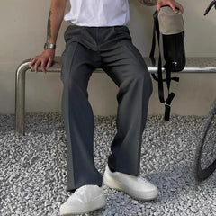 Gray Suit Pants Men Fashion Business Society Mens Dress Pants Korean Loose Straight Pants Mens Office Formal Trousers M-2XL voguable