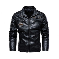 Leather Jacket Men Winter Fleece Motorcycle Faux Leather Jacket Removable Fur Collar Windbreaker Ropa De Hombre Slim Coat voguable