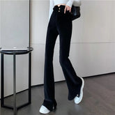 Voguable Women's Wide-leg Pants Autumn Winter Trousers New High-waisted Slim Slim Velvet Draped Slit Floor-moving Casual Pants voguable