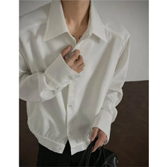 Shirt men Korean Style Loose Fit Square Neck Plain Color Long Sleeve Shirt Man Autumn New Trendy Youth Dance Shirts Oversized voguable