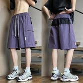 Men Elastic Waist Loose Fit Outdoor Sports Color Block Casual Shorts Beach Quick Dry Comfortable Stylish Summer Fashion Trendy voguable