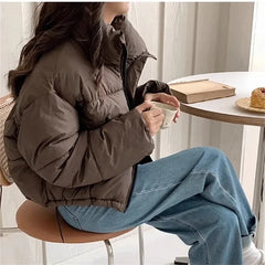 2024 New Women Solid Loose Puffer Jacket Winter Korean Chic Oversized ThickenedWarm Parkas Female Coat Lady Padded Ja voguable
