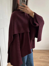 Women's Burgundy Soft Knit Jacket With Scarf Vintage Long Sleeve Oversize Short Coat 2024 Autumn Lady Office Outwear New voguable
