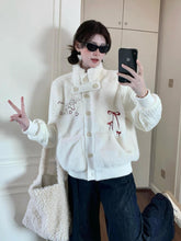Voguable Cartoon Embroidery Knitted Cardigan Women Korean Sweet Button Patchwork Fashion Sweaters Fall Winter Lazy Wind Loose Chic Tops voguable