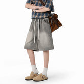 Denim Shorts mens Washed Vintage Elastic Waistband Drawstring Solid Summer Hot Selling Casual Wholesale Fashion Trendy Classic voguable