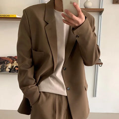 Voguable Brown Black Suit Jacket Men Fashion Social Men Dress Jacket Korean Loose Casual Suit Jacket Men Office Formal Jacket Coat voguable