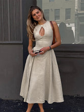 Sexy Hollow Out Solid Long Dress For Women Elegant O Neck Cut Out Zipper Sleeveless Maxi Vestidos 2024 Summer Lady Street Robes voguable