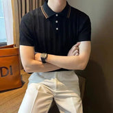 New Men's Clothing Light Luxury Business Knit Polo Shirt Fashion Leisure Short Sleeve T-shirt Korean Style Retro Knitwear M-3XL voguable