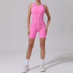 Voguable Yoga Jumpsuit Summer Short Sleeveless Sports Wear Gym Fitness Sports Bodysuit Women Dance Running Workout Clothes Yoga Jumpsuit voguable