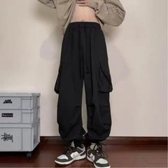 Voguable Spring and Autumn High Street Work Men's Thin Straight Wide Legs Fashion Trendy Sports Pants voguable